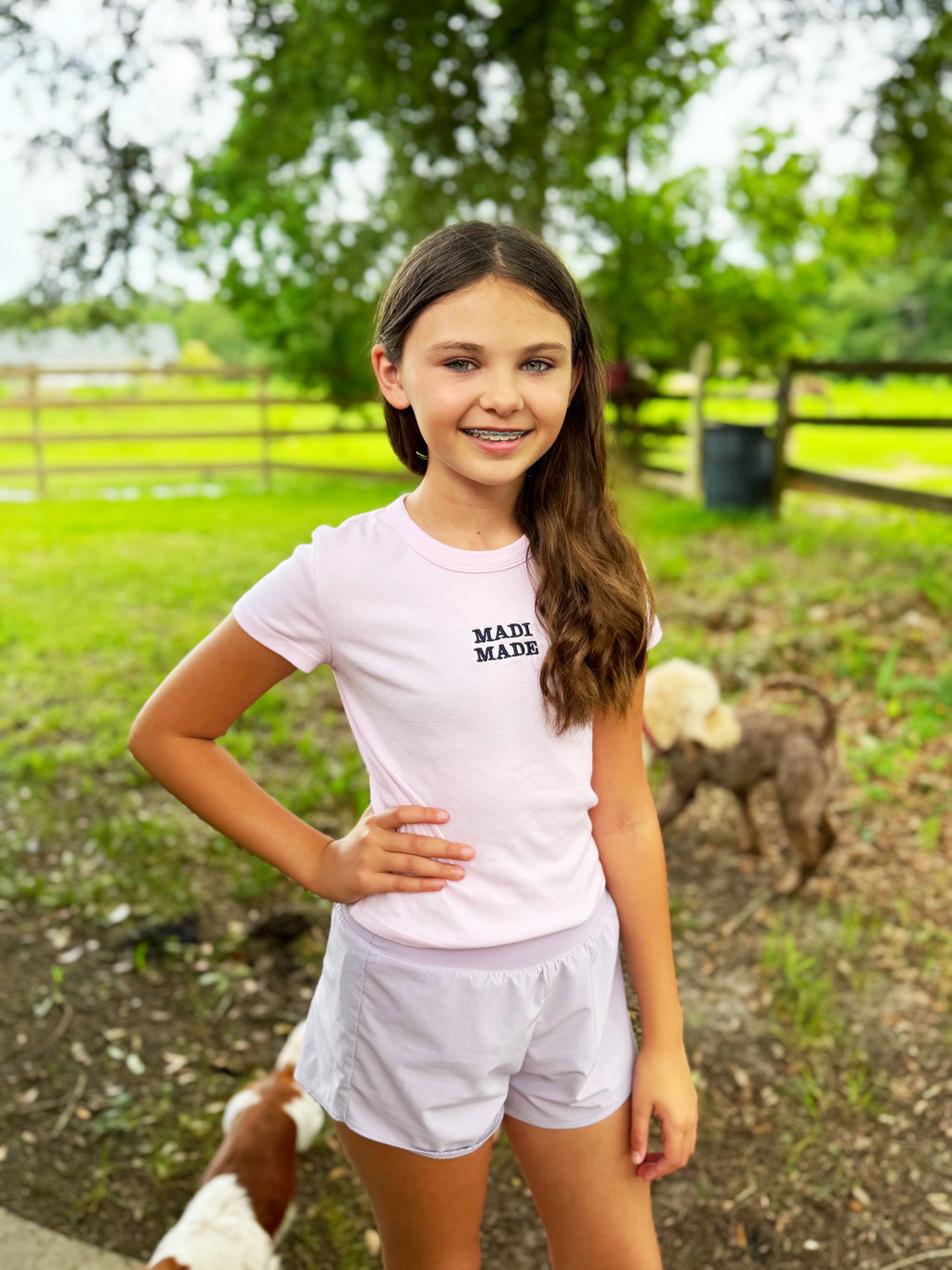 Pink/navy MADI MADE fitted T